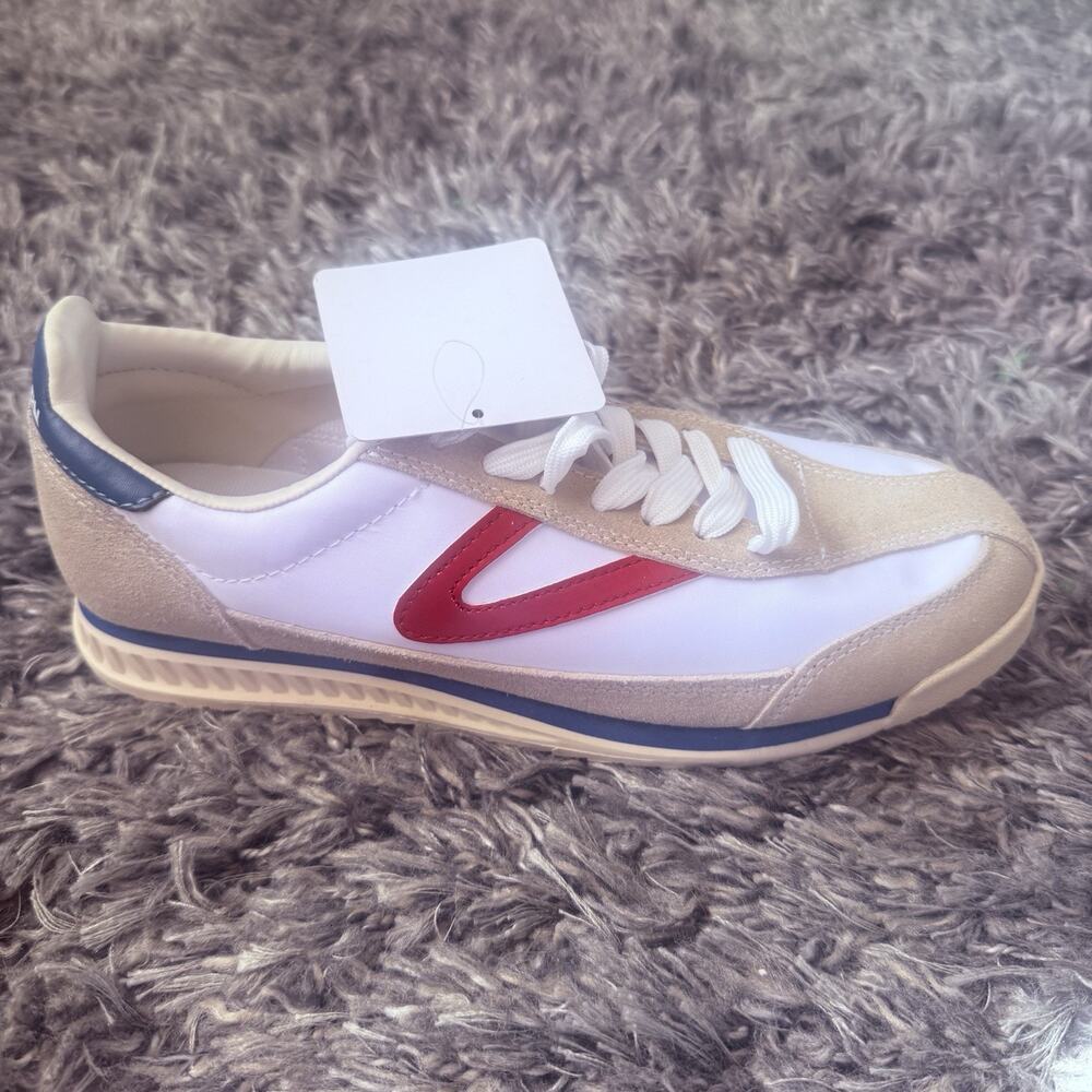 NWT Tretorn Rawlins 3 Retro Tennis Sneakers Women Sz 8.5 Red White Blue USA 250 - Picture 7 of 11